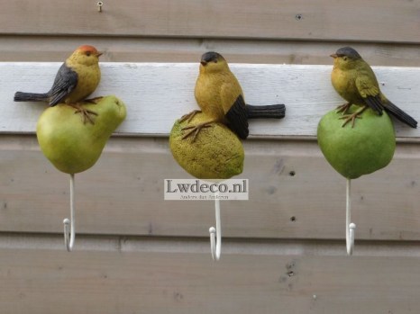 Lw29 set kapstokjes met vogel en fruit 20x10cm